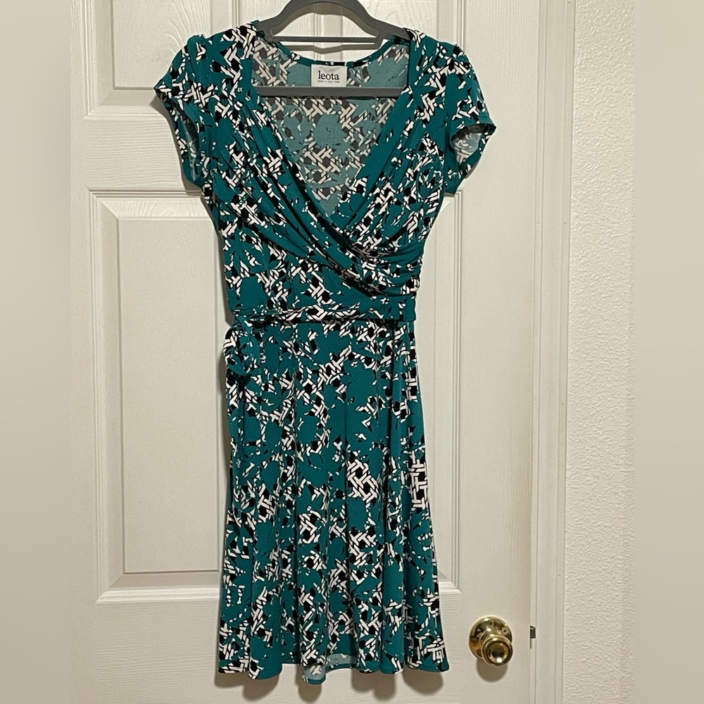 Teal green faux wrap dress - Leota “Landry” sz PM